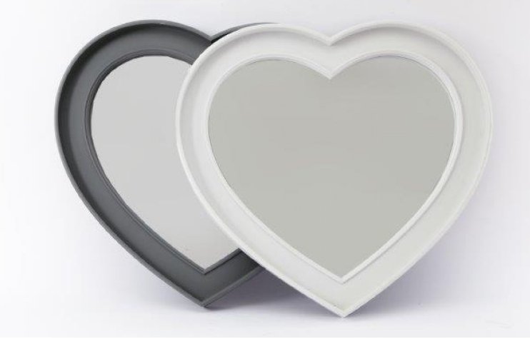 Large Grey or White Blossom Heart Mirror - Cherish Home