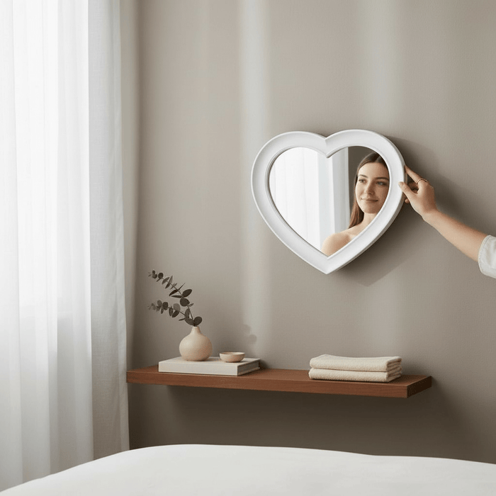 Large Grey or White Blossom Heart Mirror - Cherish Home