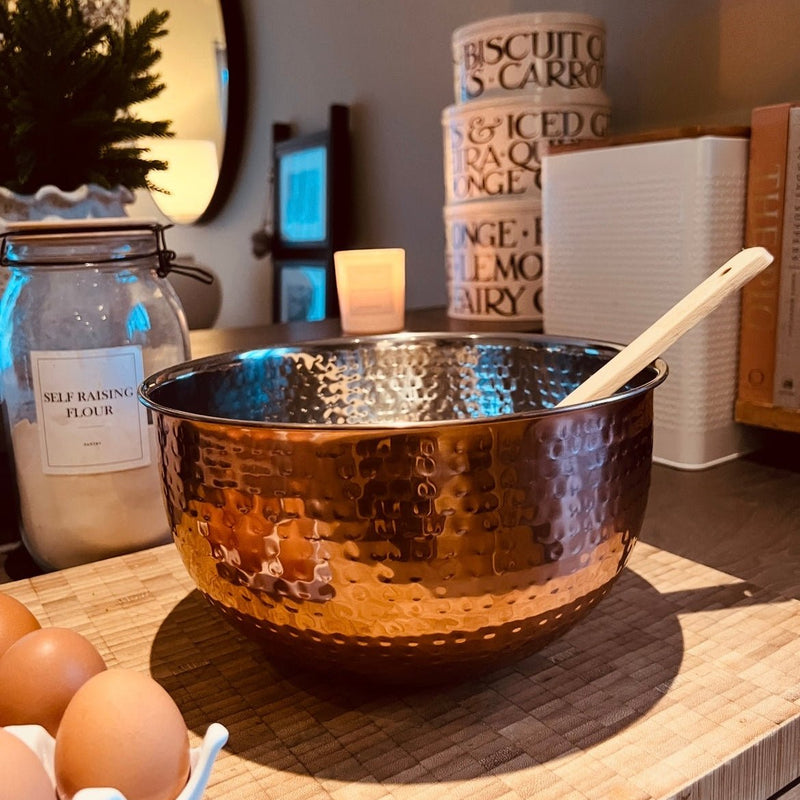 Large Hammered Metal Copper - style Fruit Bowl - Cherish Home
