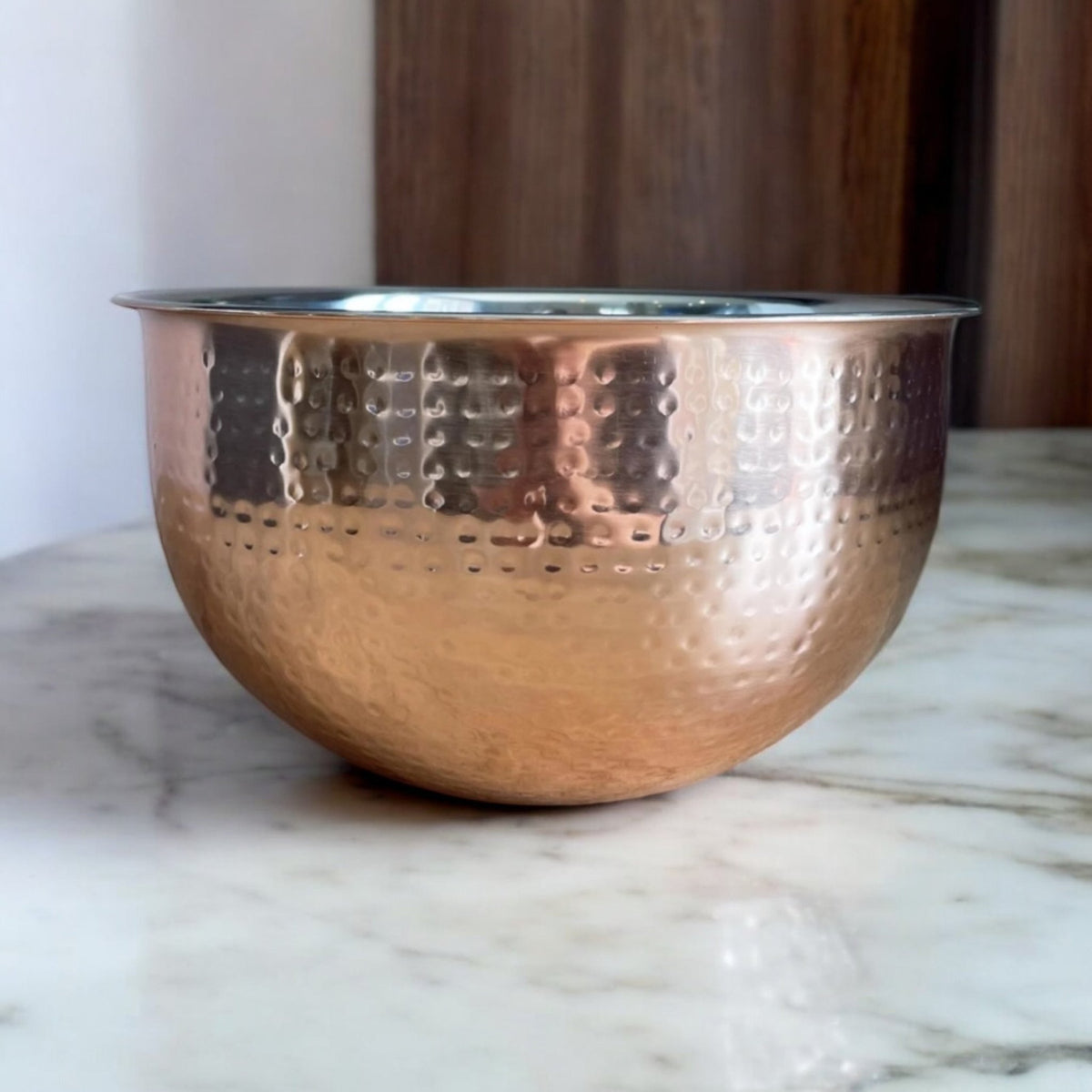 Large Hammered Metal Copper - style Fruit Bowl - Cherish Home