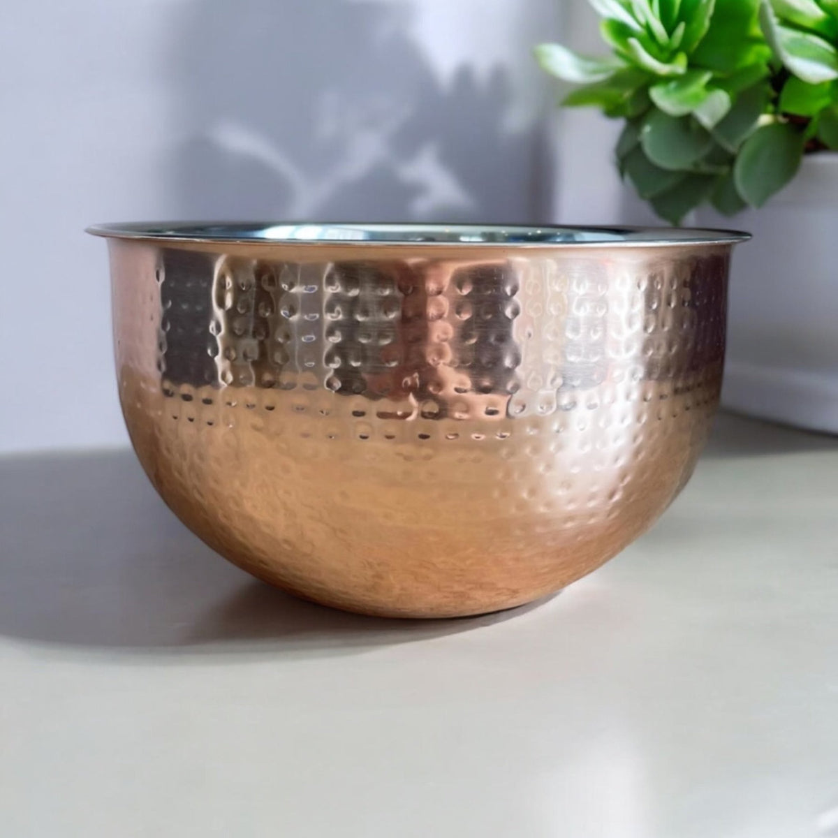 Large Hammered Metal Copper - style Fruit Bowl - Cherish Home