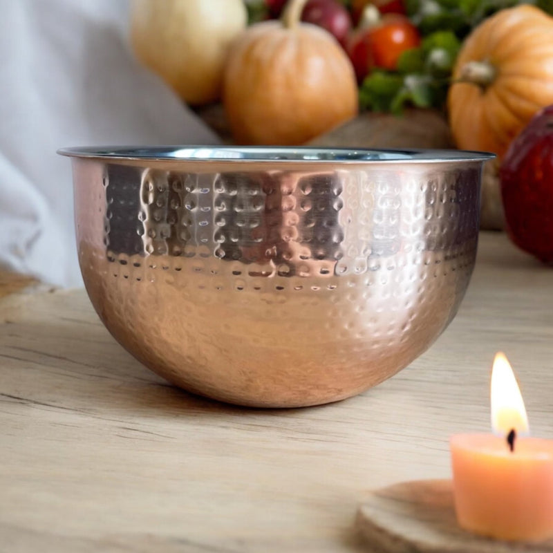 Large Hammered Metal Copper - style Fruit Bowl - Cherish Home