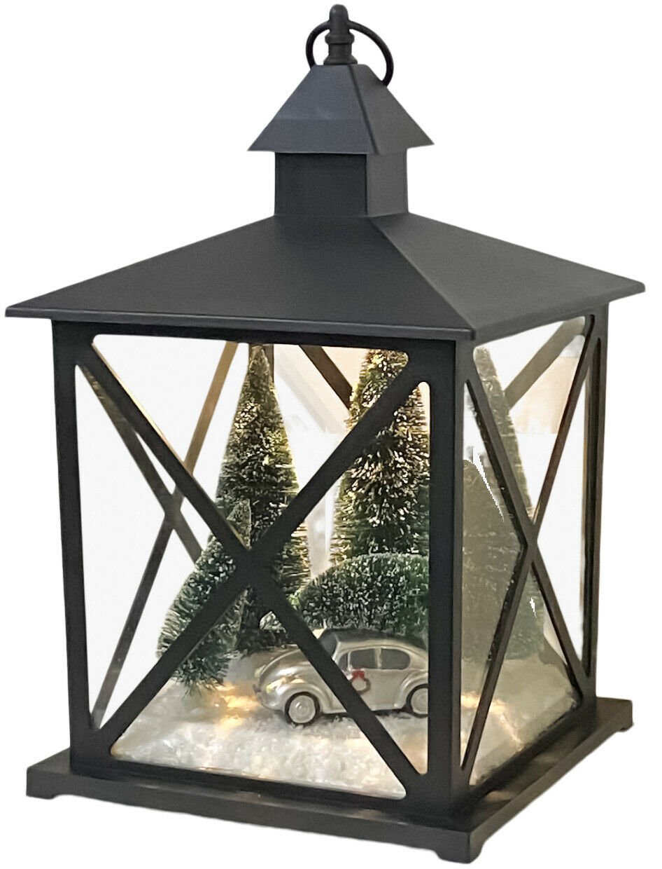 Large LED Christmas Snow Lantern Car Black - Cherish Home