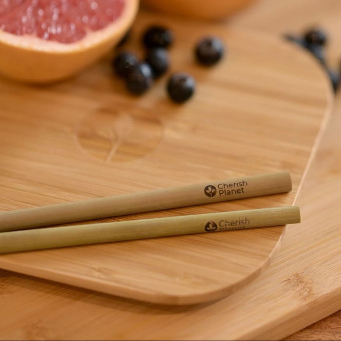 Large Organic Bamboo Reusable Drinking Straws - Set of 12 - Cherish Home