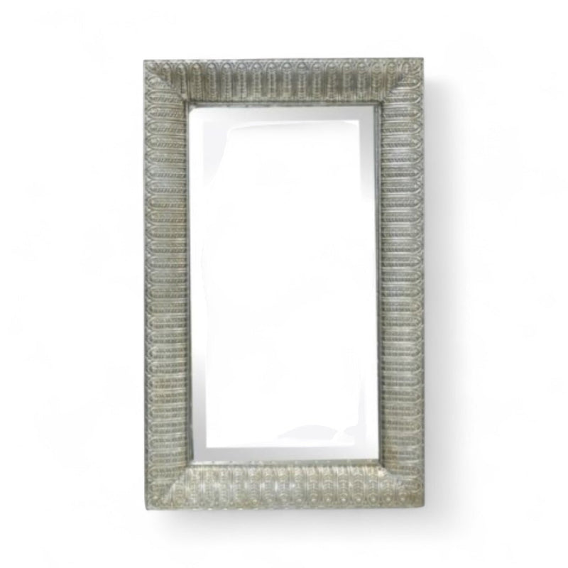 Large Rectangle Frame Mirror 48cm x 76cm Floral Metal Large Wall Mirror Champagne - Cherish Home