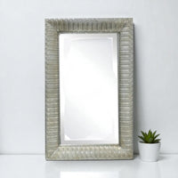 Large Rectangle Frame Mirror 48cm x 76cm Floral Metal Large Wall Mirror Champagne - Cherish Home