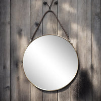 Large Round Wall Mirror With Modern Rope 38cm Wall Mirror Metal Frame Rose Gold - Cherish Home