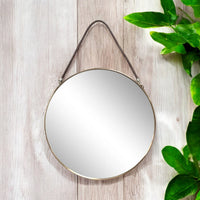 Large Round Wall Mirror With Modern Rope 38cm Wall Mirror Metal Frame Rose Gold - Cherish Home