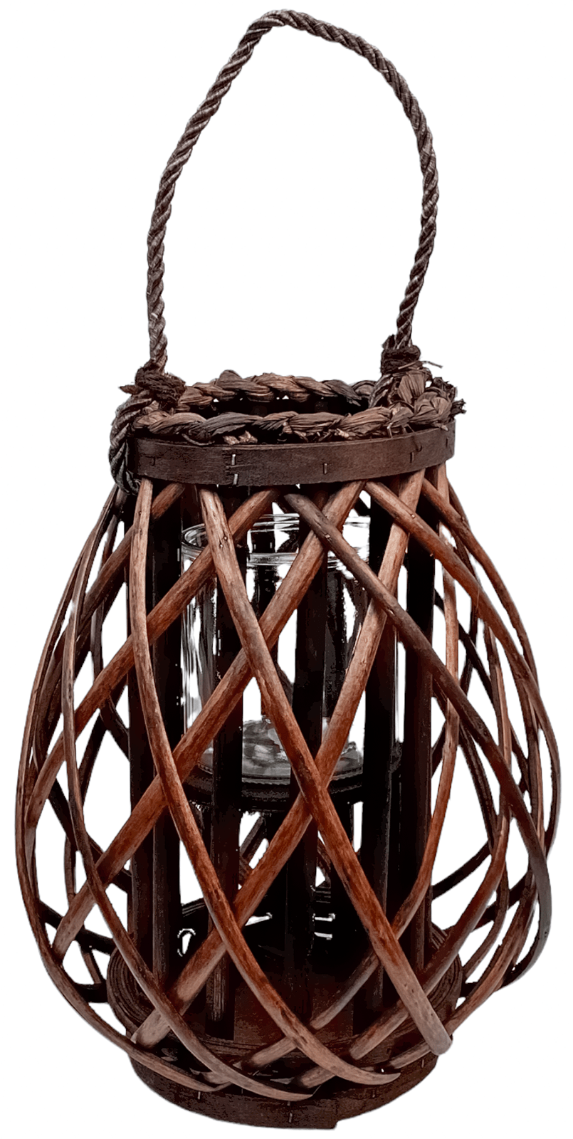 LARGE Wicker Lantern With Glass Holder Decorative Candle Lantern Indoor Outdoor - Cherish Home