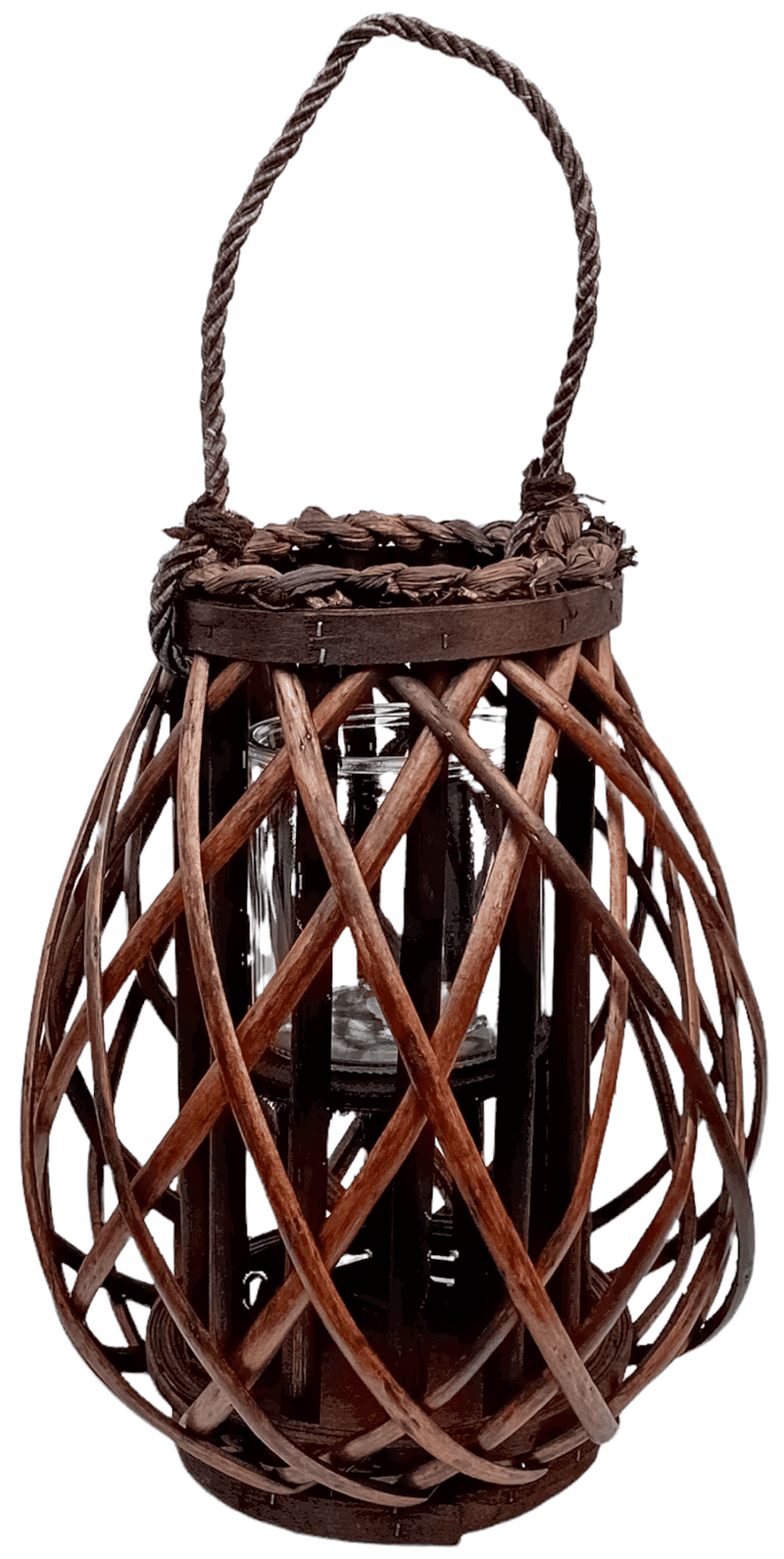 LARGE Wicker Lantern With Glass Holder Decorative Candle Lantern Indoor Outdoor - Cherish Home