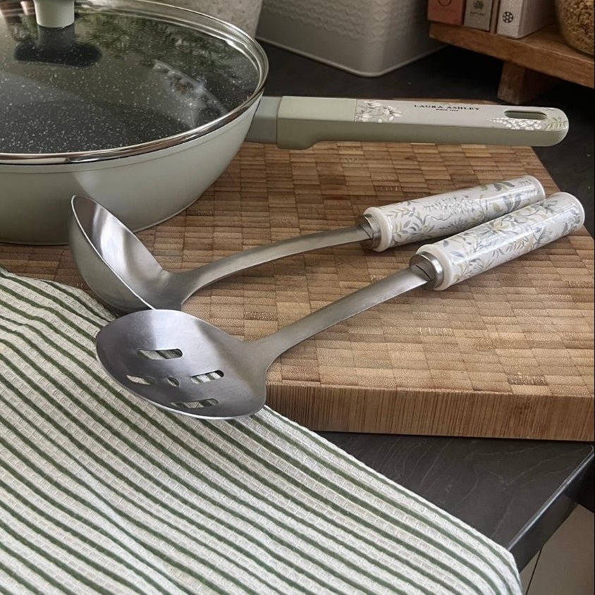 Laura Ashley Cookware Sage Parterre Slotted Spoon Utensil Kitchen Accessory - Cherish Home