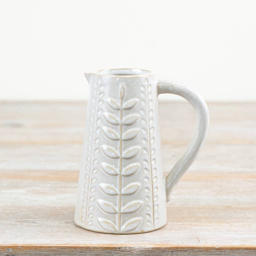 Leaf - Patterned Stoneware Jug 13cm - Cherish Home