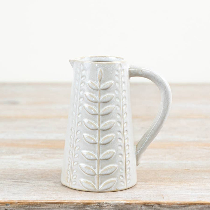 Leaf - Patterned Stoneware Jug 13cm - Cherish Home