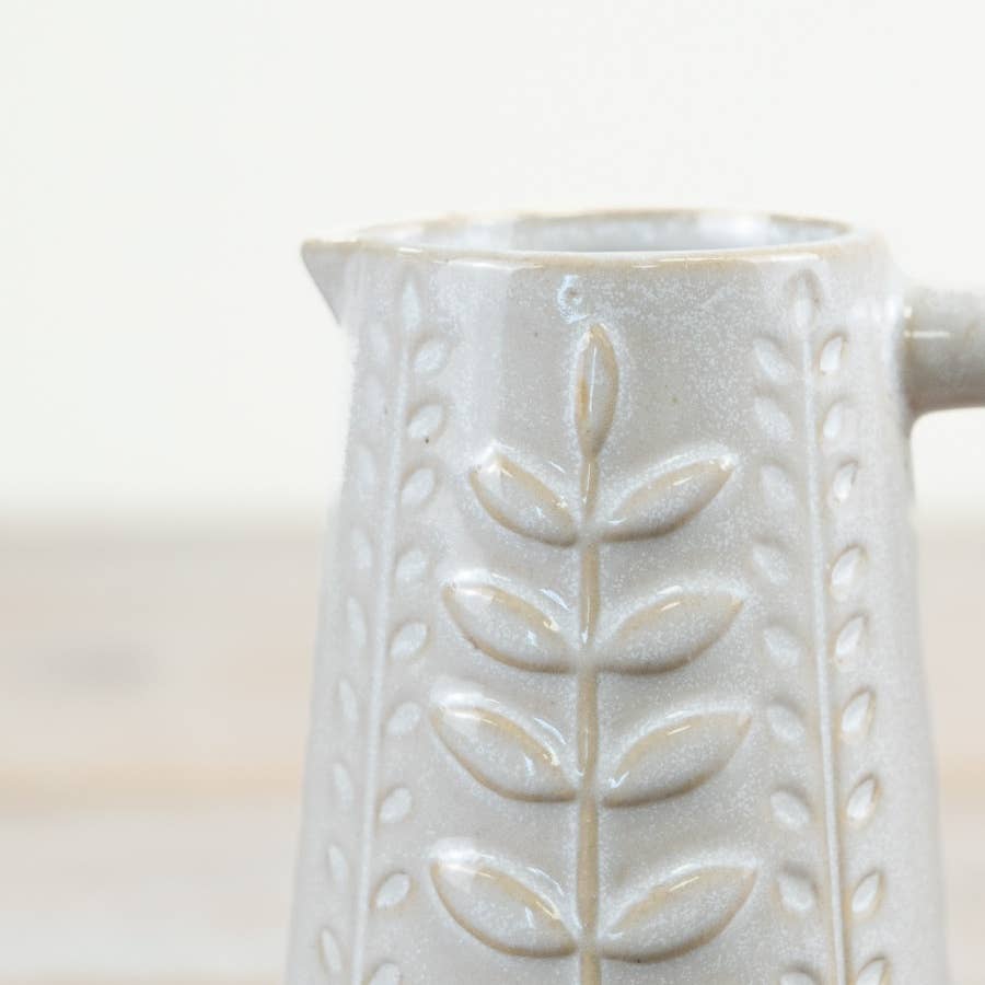 Leaf - Patterned Stoneware Jug 13cm - Cherish Home