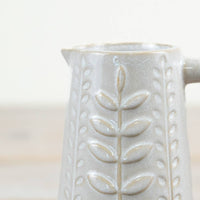 Leaf - Patterned Stoneware Jug 13cm - Cherish Home
