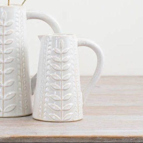 Leaf - Patterned Stoneware Jug 13cm - Cherish Home