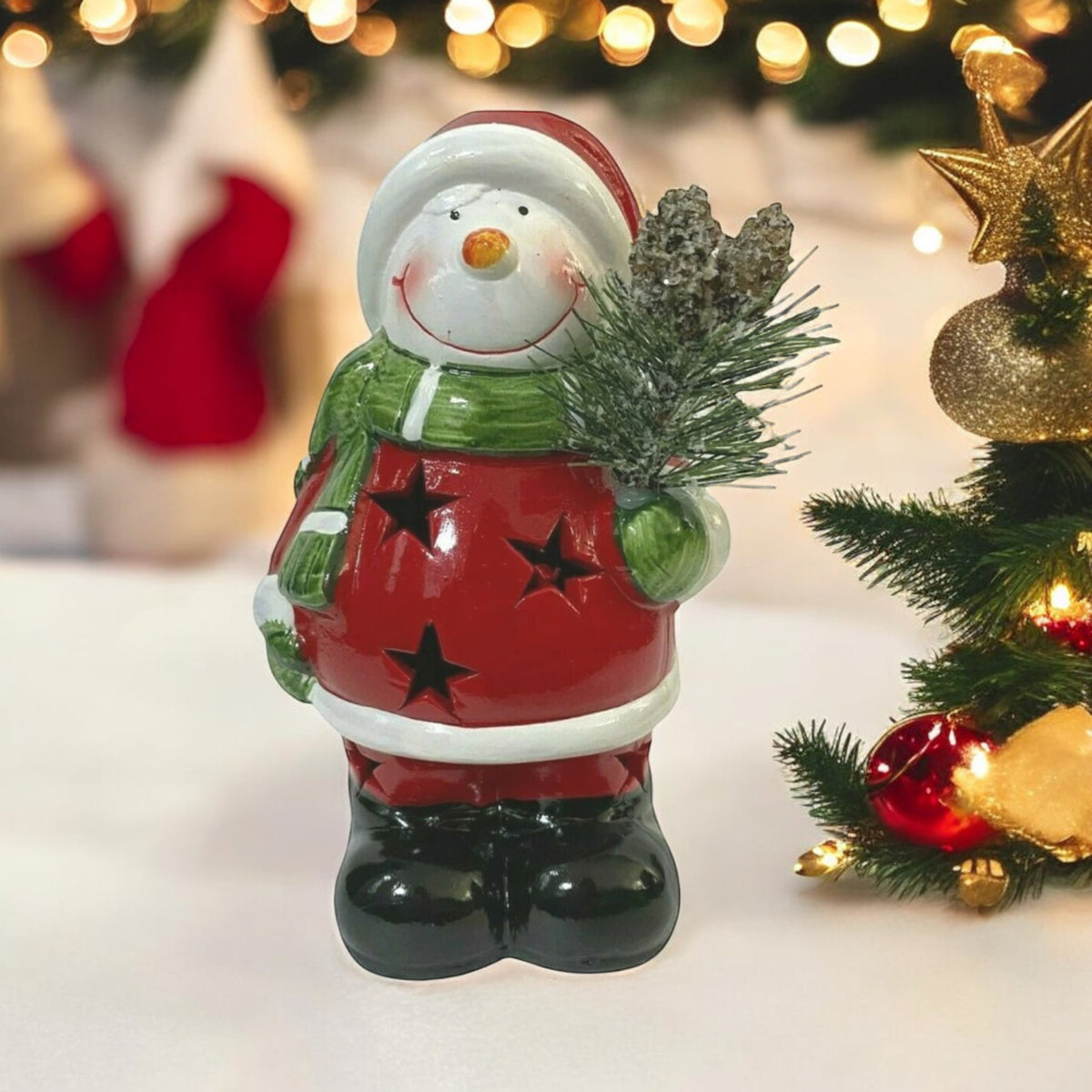 LED Light Up Christmas Ornament Snowman Festive Xmas Figurine - Cherish Home