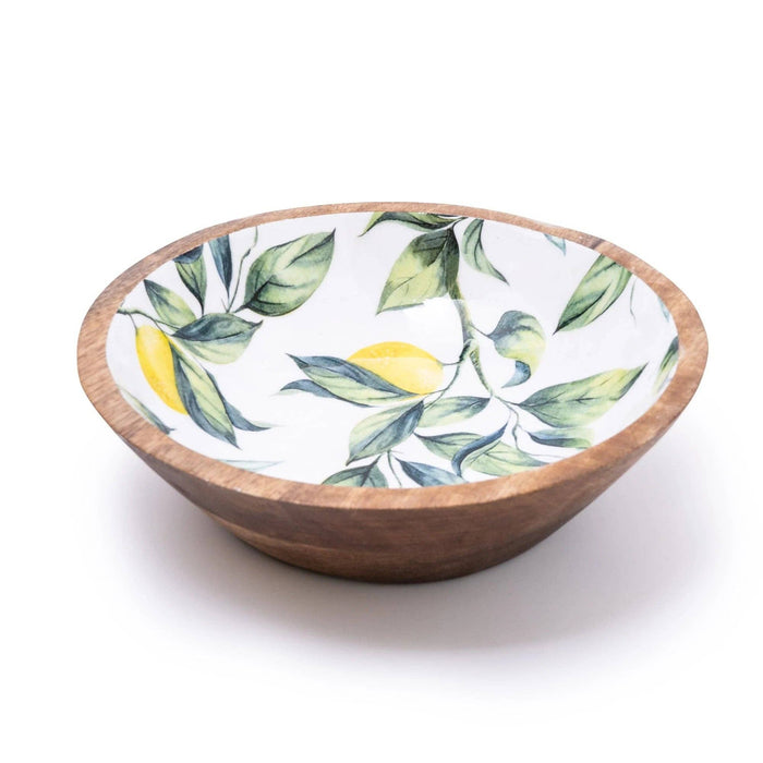 Lemon Inlay Enamelled Mango Wood Decorative Dish, 24cm - Cherish Home