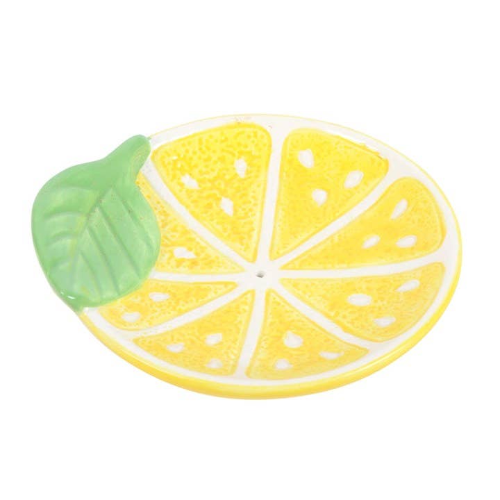 Lemon Slice Ceramic Incense Holder Plate & 2x Incense Stick Packs Bundle Gift Box - Cherish Home