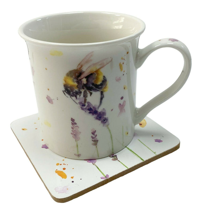 Leonardo Fine China Large Mug & Coaster Gift Set Country Bees Theme - Cherish Home