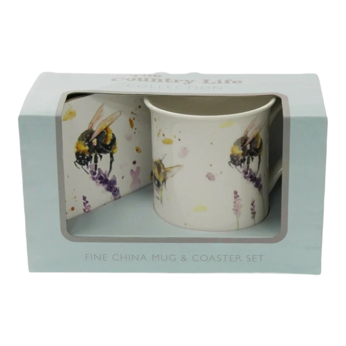 Leonardo Fine China Large Mug & Coaster Gift Set Country Bees Theme - Cherish Home