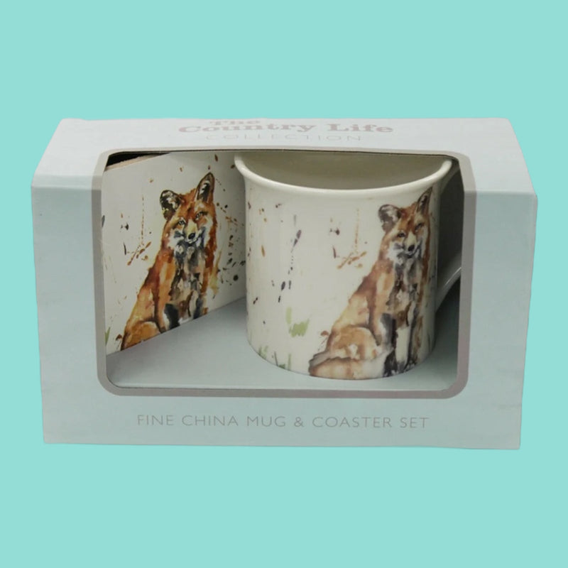 Leonardo Fine China Large Mug & Coaster Gift Set Country Fox Theme - Cherish Home