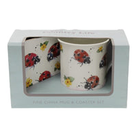 Leonardo Fine China Large Mug & Coaster Gift Set Country Ladybird Theme - Cherish Home