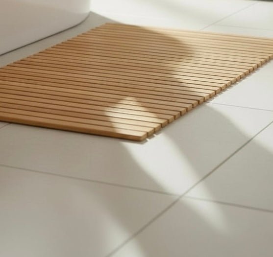 Luxury Bamboo Shower Mat - Wood Bathtub Floor Mat - All Natural, Water Resistant, and Quick Drying - Cherish Home