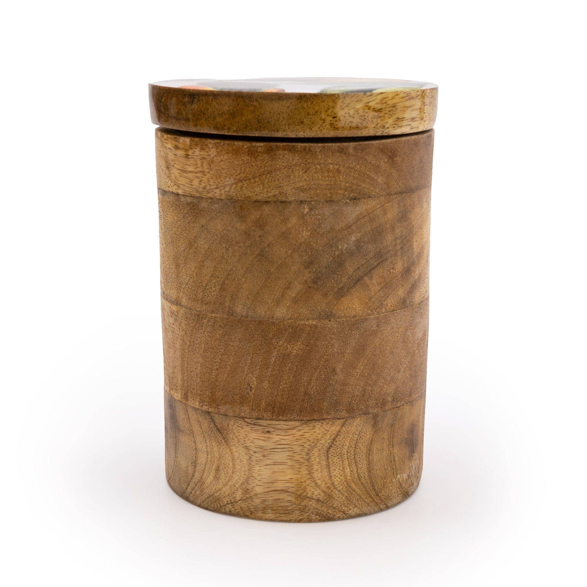 Mango Wood Orange Blossom Small Wooden Storage Jar - Cherish Home