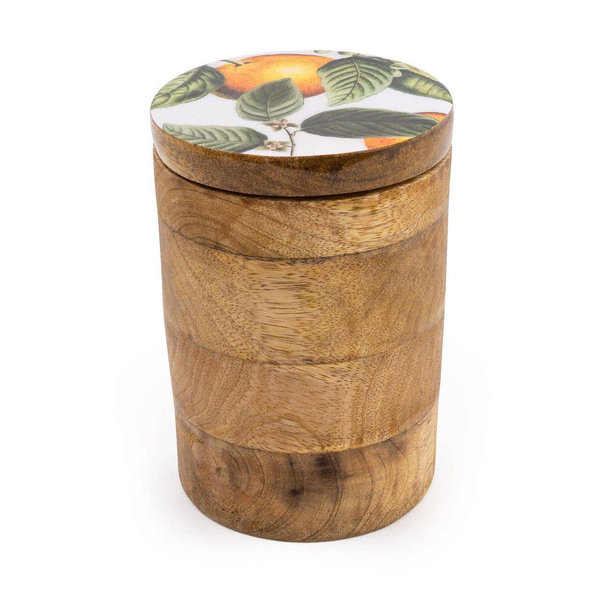 Mango Wood Orange Blossom Small Wooden Storage Jar - Cherish Home