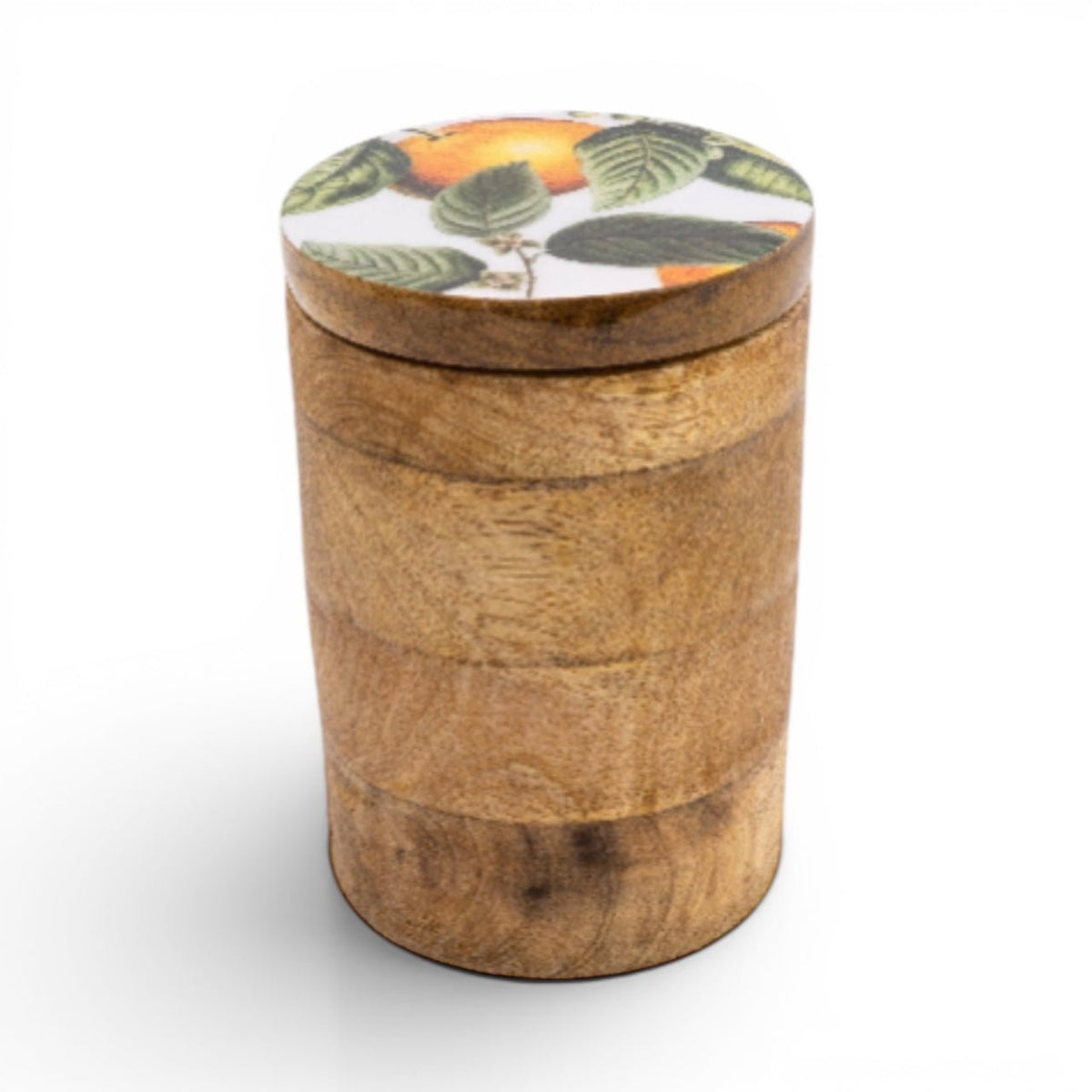 Mango Wood Orange Blossom Small Wooden Storage Jar - Cherish Home