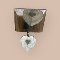 Mango Wood Rustic Heart Hook - Single Heart Wall Hook for Coats & Bags - Cherish Home