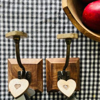 Mango Wood Rustic Heart Hook - Single Heart Wall Hook for Coats & Bags - Cherish Home