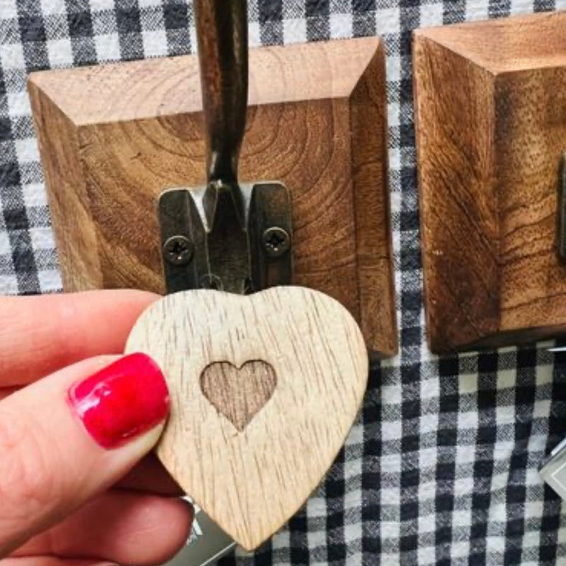 Mango Wood Rustic Heart Hook - Single Heart Wall Hook for Coats & Bags - Cherish Home