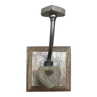 Mango Wood Rustic Heart Hook - Single Heart Wall Hook for Coats & Bags - Cherish Home