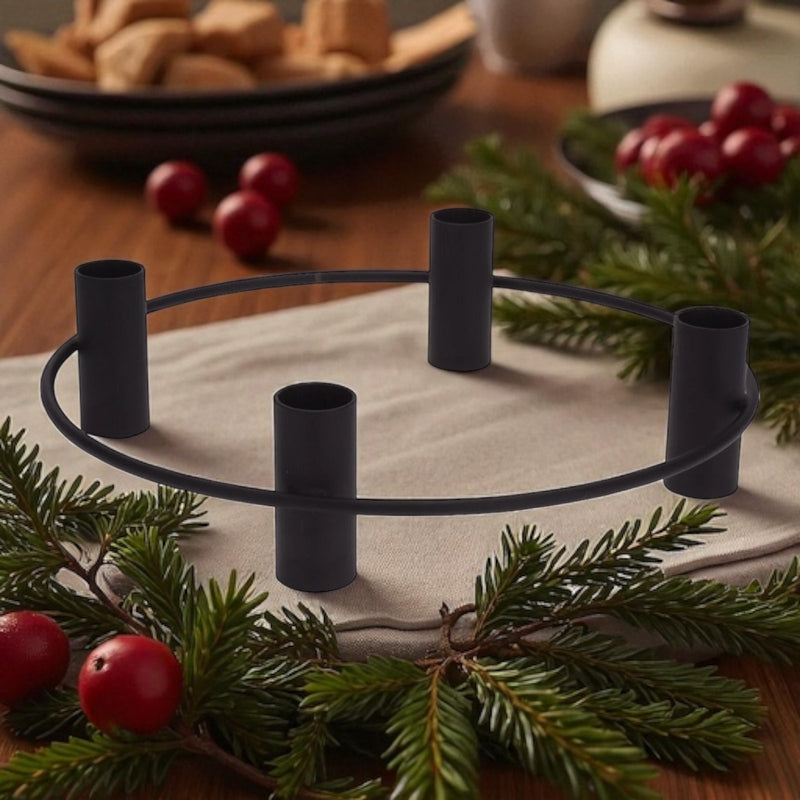 Matt Black Candlesticks Candle Holder Wide Base Candelabra Hold 4 Dinner Candles - Cherish Home