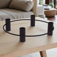Matt Black Candlesticks Candle Holder Wide Base Candelabra Hold 4 Dinner Candles - Cherish Home