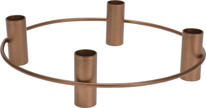 Matt Gold Candlesticks Candle Holder Wide Base Candelabra Holds 4 Dinner Candles - Cherish Home