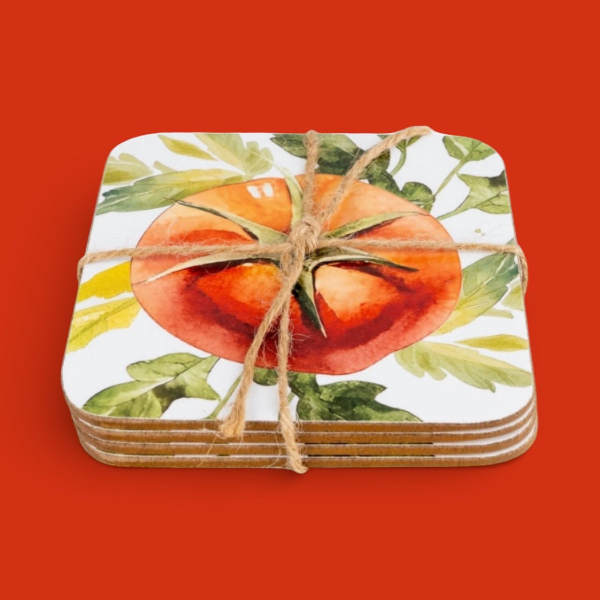 Mediterranean Style Set of 4 Tomato Coasters - Cherish Home