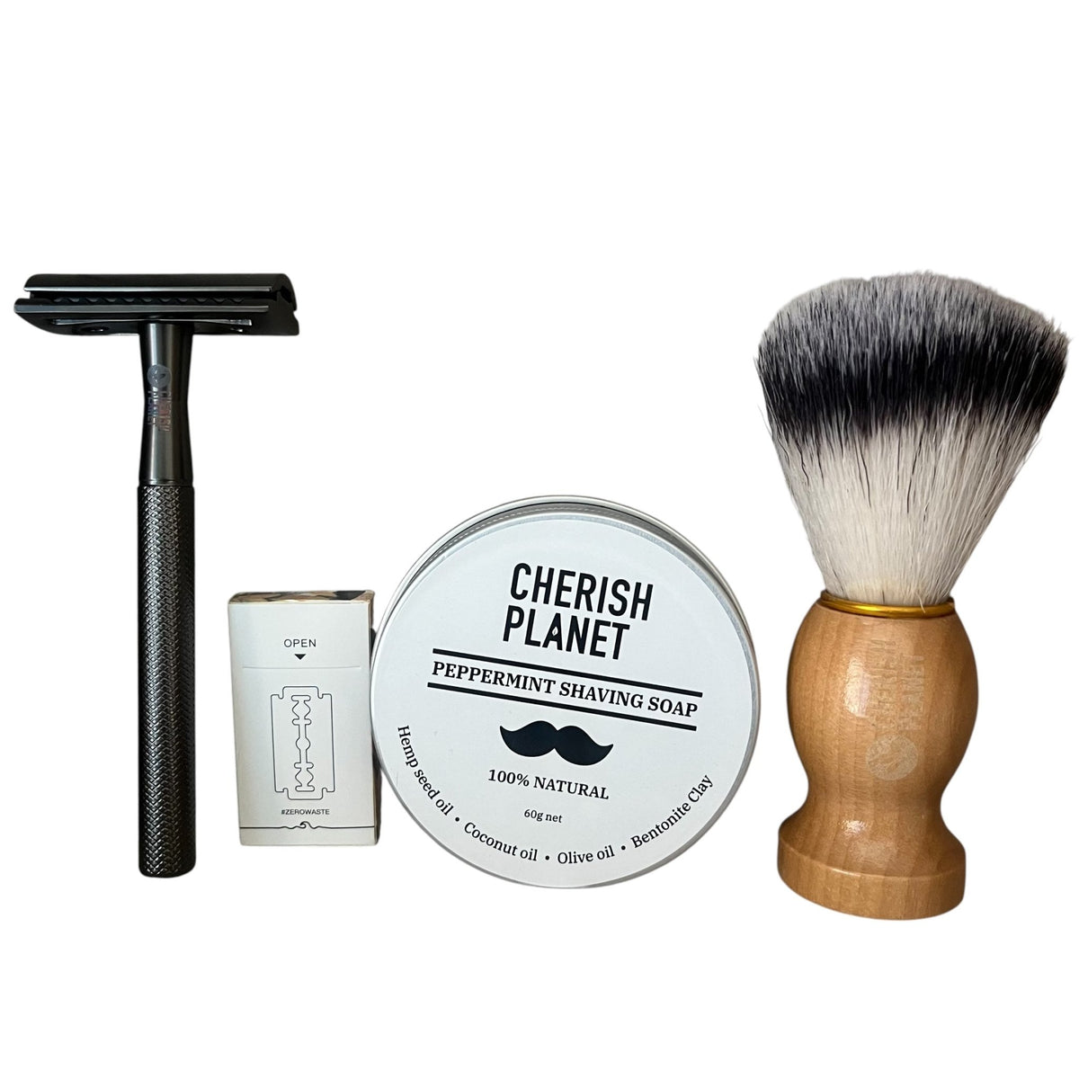 Men's Shaving Kit with Safety Razor, Shaving Soap, and Shaving Brush - Complete Grooming Set for a Close and Smooth Shave - Cherish Home