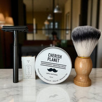 Men's Shaving Kit with Safety Razor, Shaving Soap, and Shaving Brush - Complete Grooming Set for a Close and Smooth Shave - Cherish Home