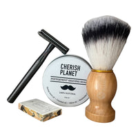 Men's Shaving Kit with Safety Razor, Shaving Soap, and Shaving Brush - Complete Grooming Set for a Close and Smooth Shave - Cherish Home