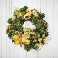 Merry Christmas Wreath Xmas Artificial Wreath 25cm Gold & Green - Cherish Home