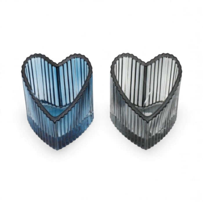 Minimalist Botanical Love Heart Ribbed Candle Holder - Cherish Home