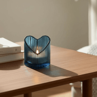 Minimalist Botanical Love Heart Ribbed Candle Holder - Cherish Home