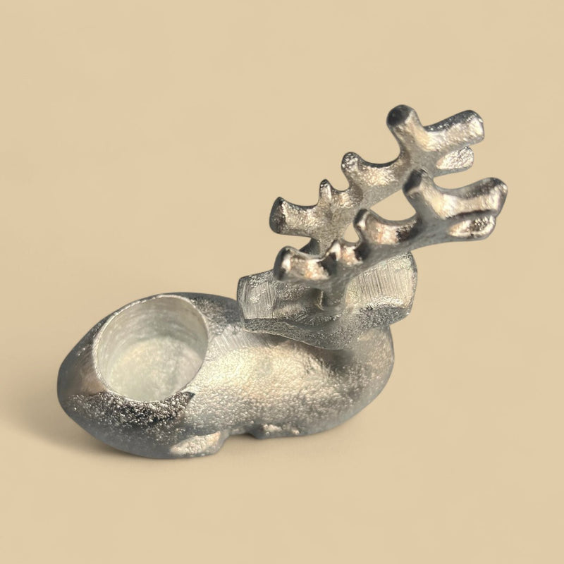 Modern Aluminum Reindeer Candle Holder - Christmas Table Decor - 8cm - Cherish Home