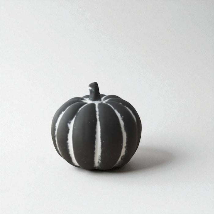 Modern Black Cement Pumpkin - 12cm Rustic Tabletop Decor for Autumn - Cherish Home