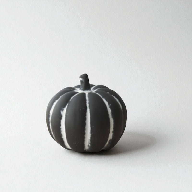 Modern Black Cement Pumpkin - 12cm Rustic Tabletop Decor for Autumn - Cherish Home