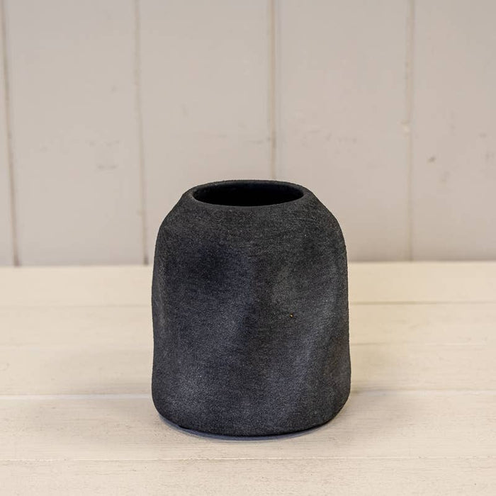 Modern Dark Grey Textured Sculptured Vase 10cm - Cherish Home