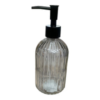 Modern Smoked Glass Lotion Dispenser, refillable Clear Grey Liquid Soap Bottle for Kitchen Sink, Bathroom, Vanity - Cherish Home